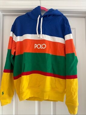 POLO Multi-Color Striped Hoodie - Blue, Orange, Green, Yellow NWT